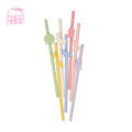 Animal design clip silicone straw foldable eco friendly BPA Free Baby Drinking sippy cup straw